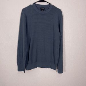 Club Monaco Blue Textured Crewneck Cotton Pullover Sweater
